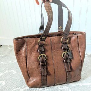 Coach Leather Double Buckle Tote Bag